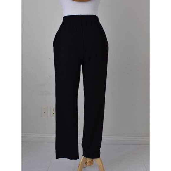 Vintage 80s Black Stretch Pants by AVON size L | 30-34‎ waist - Picture 4 of 9